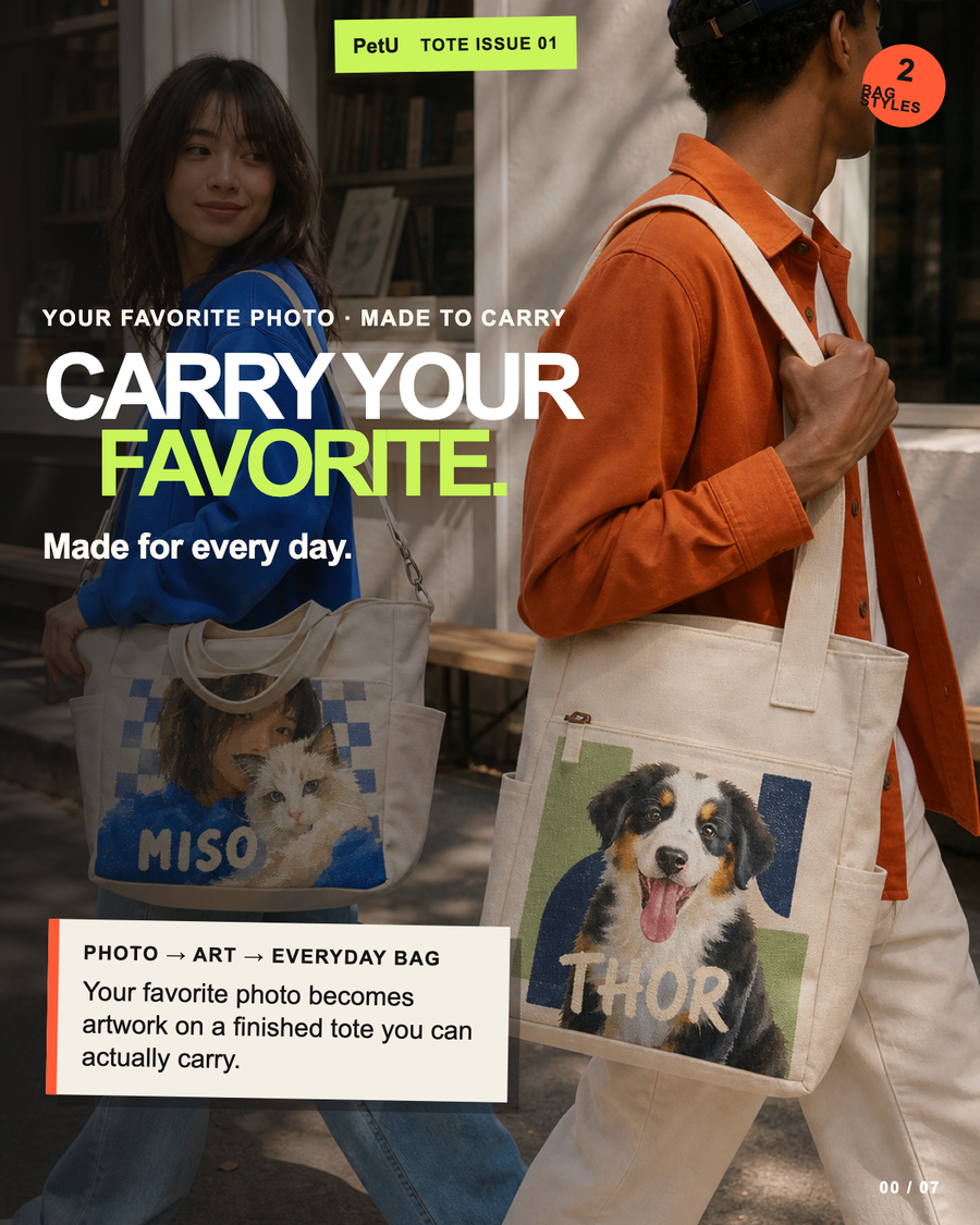Custom Pet Portrait Tote Bag