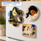 Custom Pet Portrait Acrylic Magnet (Set of 3)