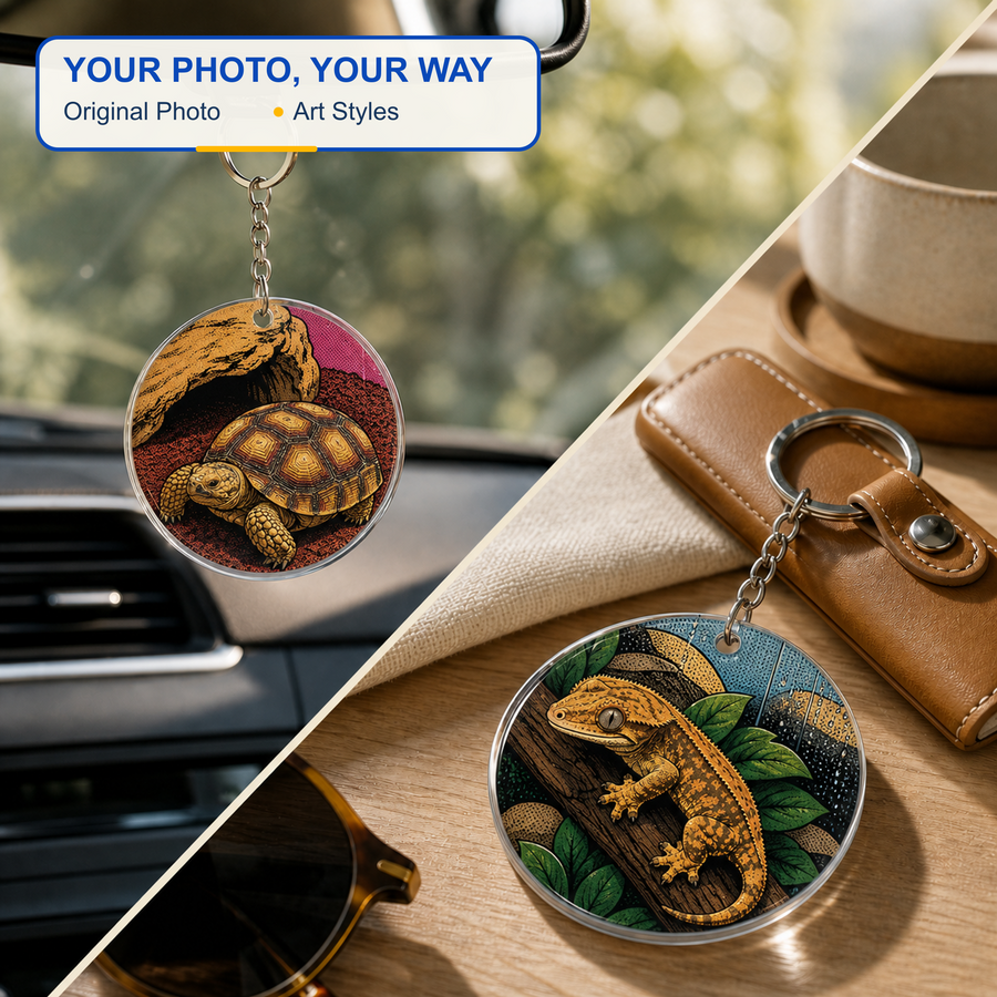Custom Pet Portrait Keychain Charm (Set of 3) — 5 cm Diameter