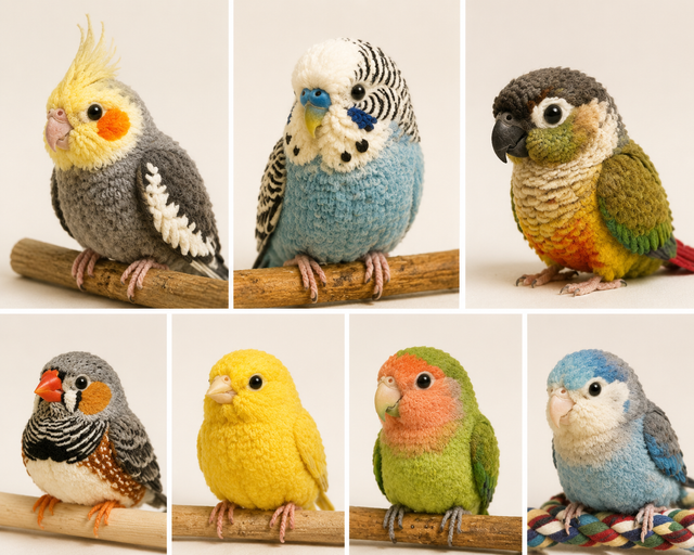 Cozy Crochet Dolls artwork created from the corresponding bird reference