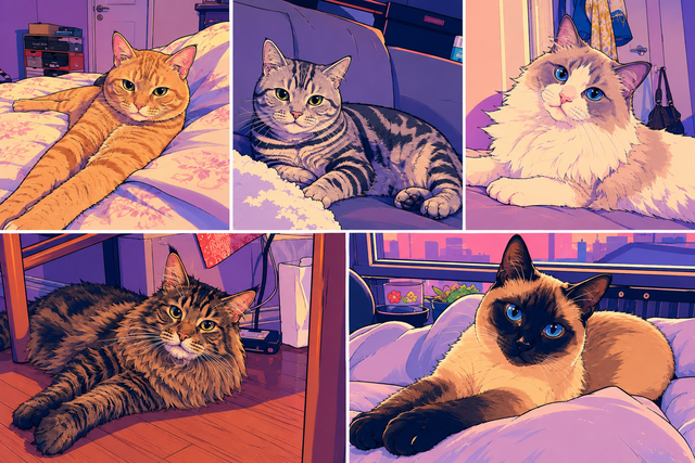 Neon City Anime artwork created from the corresponding cat reference