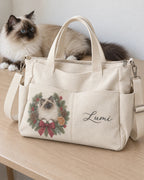 Christmas Wreath Portrait — personalized large-capacity canvas tote; 3158 customer-supplied example