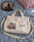 Color-Block Portrait — personalized large-capacity canvas tote; 3179 customer-supplied example