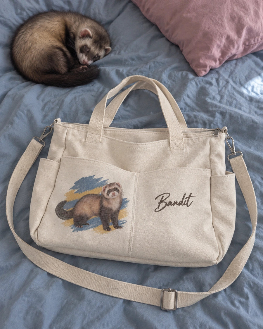 Color-Block Portrait — personalized large-capacity canvas tote; 3179 customer-supplied example