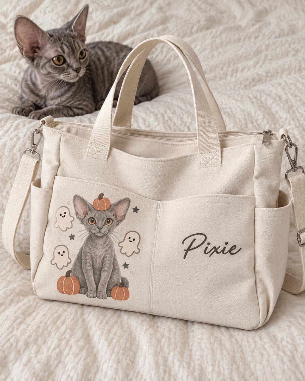 Halloween Portrait — personalized large-capacity canvas tote; 3159 customer-supplied example