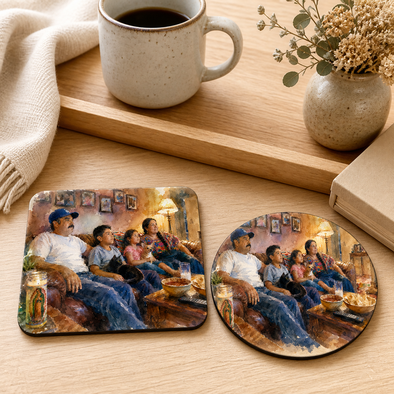 Soft Watercolor Portrait personalized coaster examples
