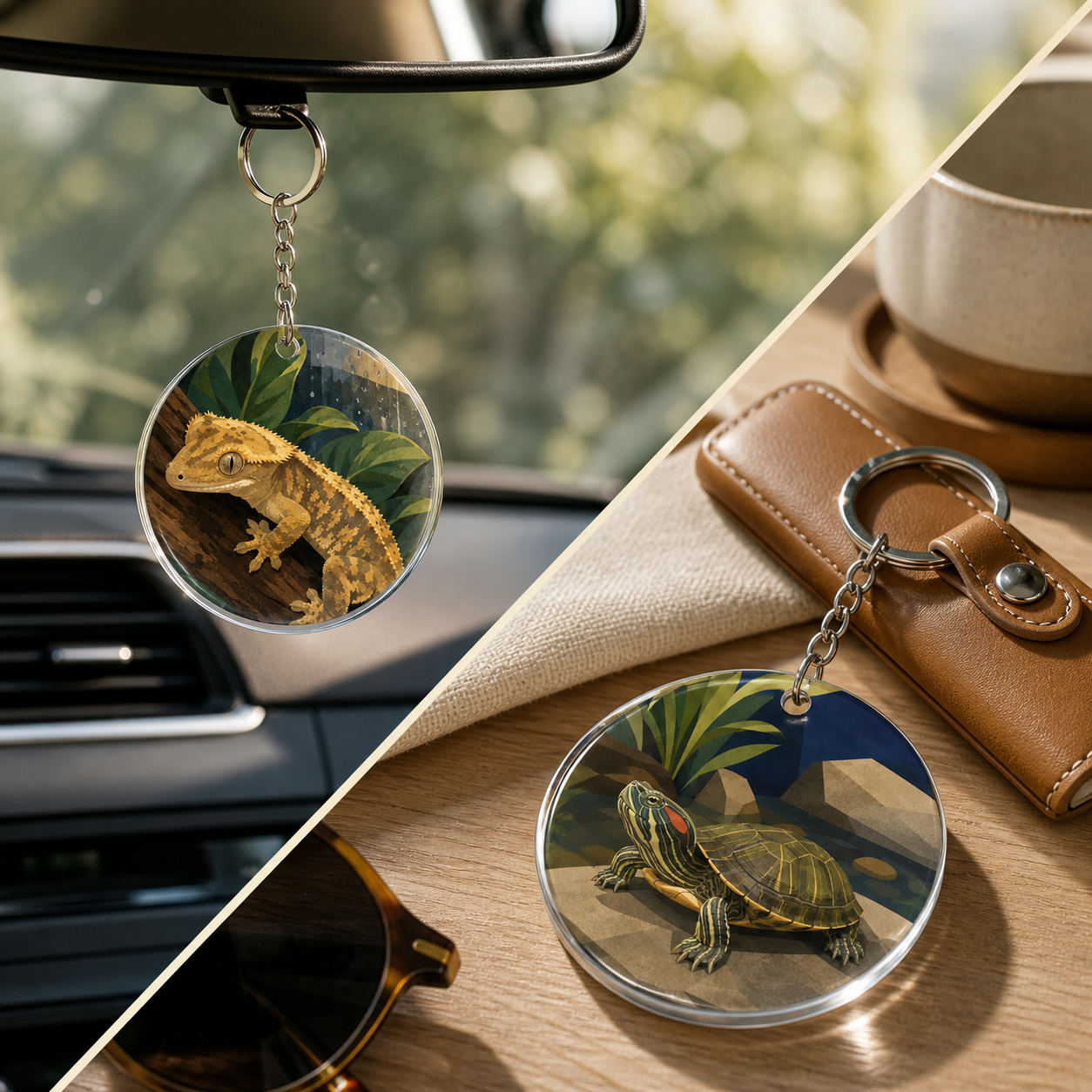 Warm Modern Illustration personalized 5 cm round keychain charm examples